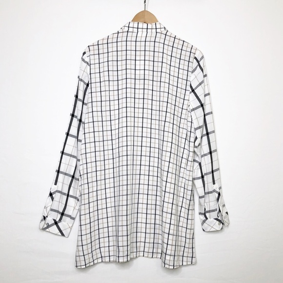 J Jill, windowpane plaid oversized long button down shirt - Picture 2 of 9